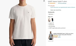 GANT Solid heren T-shirt wit voor €15,33 bij Amazon.nl