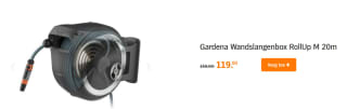 Gardena wandslangenbox Roll Up grijs/wit 20 meter incl. tuinspuit voor €119 bij de AH