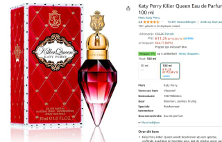 Killer Queen Katy Perry Parfum voor €11,25 bij Amazon.