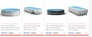 Intex Piscina desmontable rectangular Prism Frame 488x244x107 cm con bomba por 299,50€