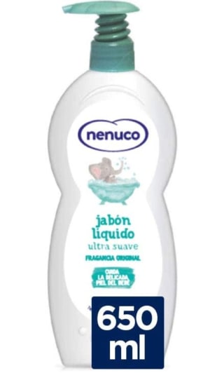 Nenuco Jabon Líquido con olor a colonia Nenuco, dosificador 650 ml por 2,53€.