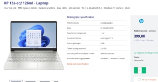 HP 15s-eq1126nd - Laptop voor €399 bij Azerty