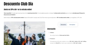¡35% de descuento directo en Parque de Atracciones al ser del Club Dia! Hasta 4 entradas por cupón