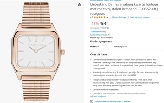 Liebeskind Kwartshorloge roségoudkleurig voor €54,71 bij Amazon