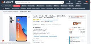 Smartphone 6.79" Xiaomi Redmi 12, 128Go, 8Go, 5000mAh à 139,99€