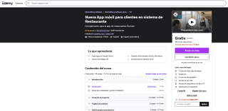 Nueva App móvil para clientes en sistema de restaurante Gratis con Udemy