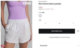 Short técnico blanco perlado para Mujer Dash and Stars por 5.99€