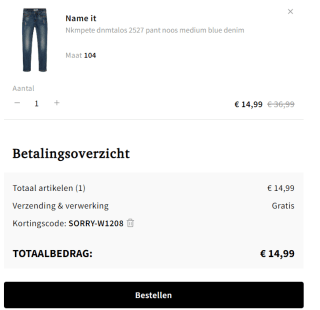 Name iI Jeans 'Pete' kids jeans voor €14,99 dmv code bij Otrium