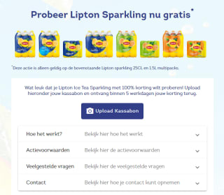 100% cashback op een pack Lipton Sparkling Ice Tea