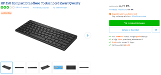 HP 350 Compact draadloos Qwerty toetsenbord voor €39 bij Coolblue