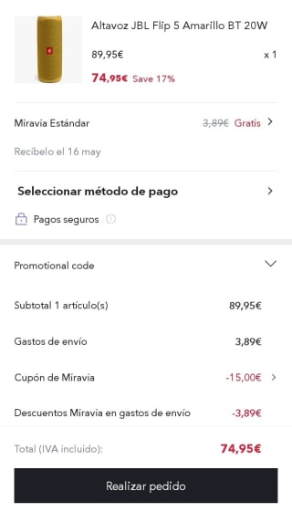 JBL Flip 5 Altavoz Portable Speaker Yellow por 74,95€.