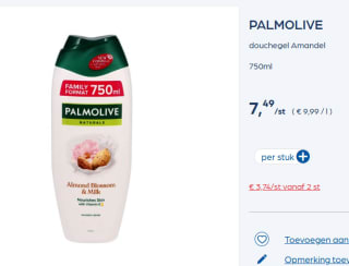Palmolive douchegel Amandel 750ml voor €3,74 bij Collect & Go