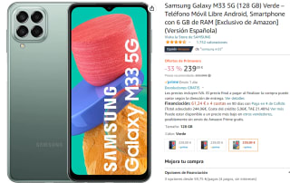 Movil Samsung Galaxy M33 5G 6/128GB por 239€
