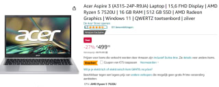 Acer Aspire 3 A315-24P-R9JA 16GB 512GB voor €432,39 bij Amazon