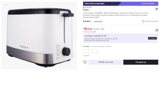 Tostadora TESLA TS300BWX - (800 W, 2 rebanadas, tipo calentador de alambre de nicromo, bandeja para migas extraíble, descongelar, recalentar) por 18.51€ (Cuenta Nueva 11.1€)