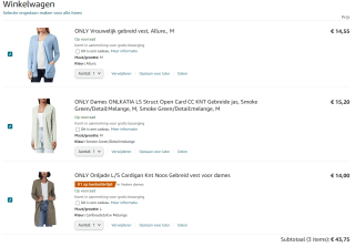 Only dames cardigans/vesten voor €14-15,20 per stuk & 3 voor de prijs van 2