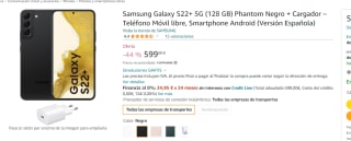 Samsung Galaxy S22+ 128GB con cargador por 599€