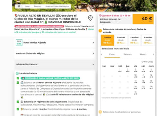 1 noche en Sevilla en Hotel 4* + entradas Nao Vigía El globo desde 40€