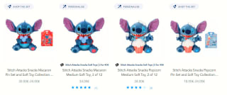2 Medium knuffels Stitch Attacks Snacks voor €40 in de Disney store