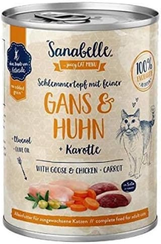 Sanabelle Natvoer voor de kat met Gans & Kip 6 x 380 g voor €2,49 bij Amazon