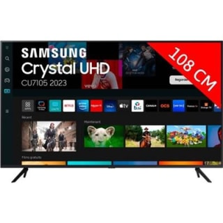 Televisión Samsung Crystal UHD 2023 43CU7105 de 43", Procesador Crystal UHD, Gaming Hub por 299€