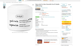 Mascarilla para pelo de leche de cabra 200ml por 2,44€