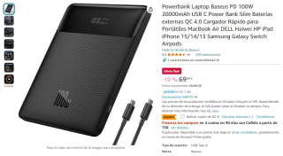 Powerbank Baseus Laptop PD 100W, 20000mAh, USB C, QC 4.0 Cargador Rápido por 52,49€