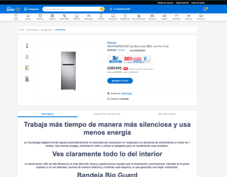 Refrigerador Top Mount De 385L Con No Frost por solo $389.990