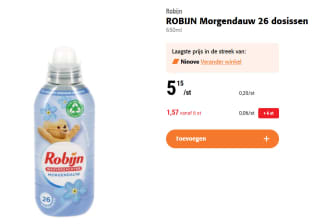 Robijn Morgendauw wasmiddel 26 dosissen voor €1,57 bij Colruyt
