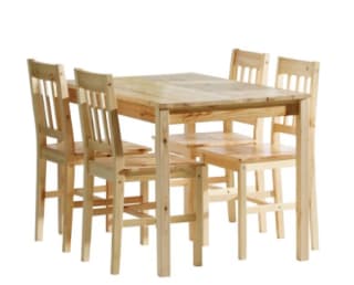Conjunto de mesa de pino + 4 sillas pino por solo 110€