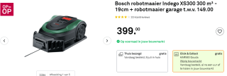 Bosch robotmaaier Indego XS300 + robotmaaier garage t.w.v. €149 voor maar €399