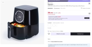 Freidora sin aceite, 4,2L de capacidad, pantalla digital LED táctil Aigostar Odin por 38,35€ (26,35€ usuario nuevo€)