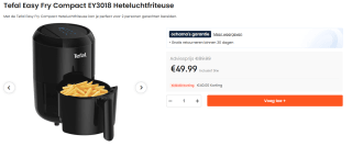 Tefal Easy Fry Compact EY3018 - Heteluchtfriteuse voor €49,99 bij Ochama