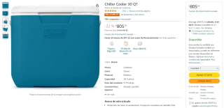 Hielera Coleman Chiller Cooler 30 QT por $805 en Amazon