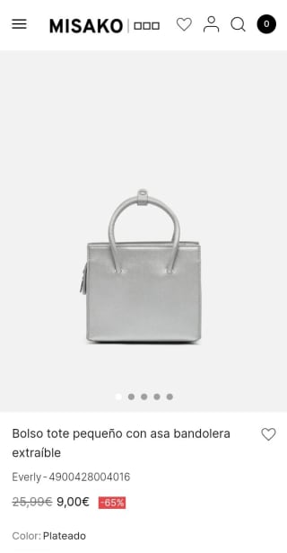 Bolso Tote pequeño con asa bandolera extraible por 9€.