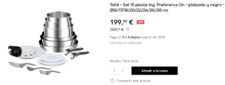 Tefal Ingenio Preference On – Batería de cocina de 15 piezas, diseño apilable, ahorra espacio, mango extraíble, sin PFOA, revestimiento antiadherente por 199.99€