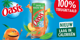 Gratis blikje Oasis Ice Tea perzik door 100% cashback