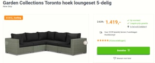 5-delige Garden Collections Toronto hoek loungeset voor €1276,96 bij Tuinmeubelshop