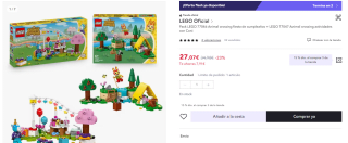 Pack Lego 77046 Animal crossing fiesta cumpleaños + Lego 77047 Animal crossing actividades con Coni por 27,07€ (cuenta nueva por 16,24€)