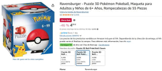 Ravensburger - Puzzle 3D, Pokémon Super Ball, azul y rojo/negro y amarillo por 4,69€