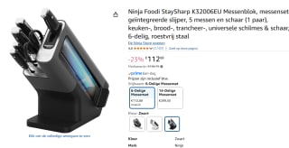Ninja K32006EU Foodi StaySharp-messenblok met geïntegreerde slijper, 6-delig voor €112,88 bij Amazon