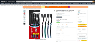 Escova Dental da Colgate, modelo Slim Soft Carvão com 4 unid - R$ 27,90