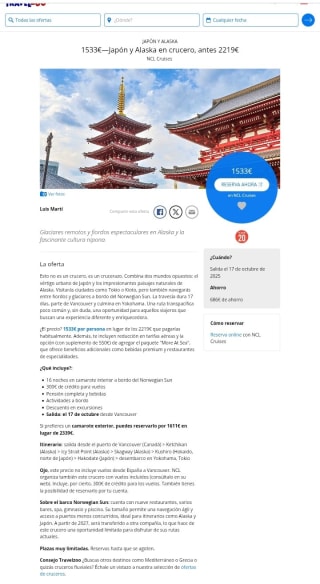 Japón y Alaska 17dias por 1533€.
