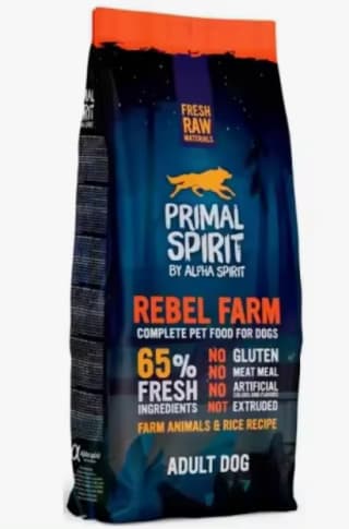 Primal Spirit 65% Rebel Farm Para Perros 12 Kg por 34,99€ (cuenta nueva por 22,99€)