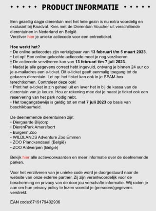 Dierentuin vouchers voor €17,50 en €14,50 (met 300 punten)