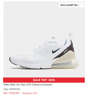 NIKE AIR Max 270 damessneakers voor €90 bij JDsports