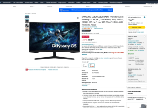 Monitor SAMSUNG LS32CG552EUXEN Curvo Gaming 32'' WQHD, 2560x1440 por 169,99€