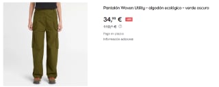 Pantalón para Mujer Timberland Woven Utility por 34.99€