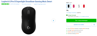 Logitech G Pro X Superlight draadloze gaming muis voor €79 bij Amazon NL en Coolblue