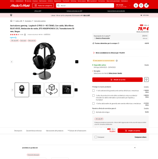 Auriculares gaming Logitech G PRO X + HS STAND por 67,99€